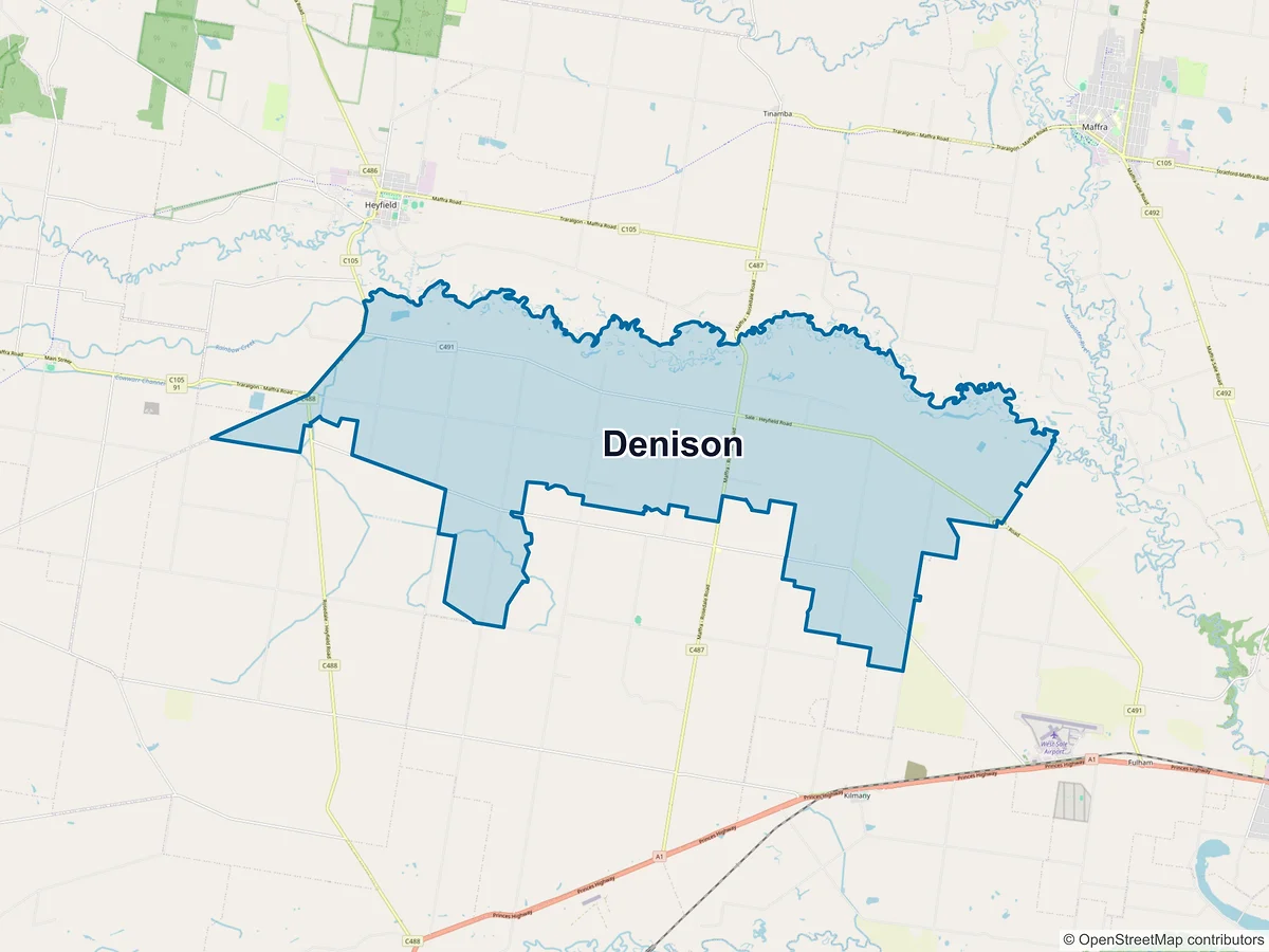 Map of Denison, VIC, Australia