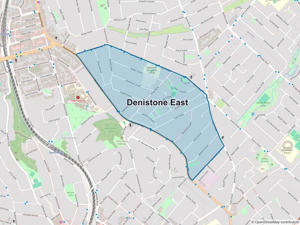 Map of Denistone East, NSW, Australia