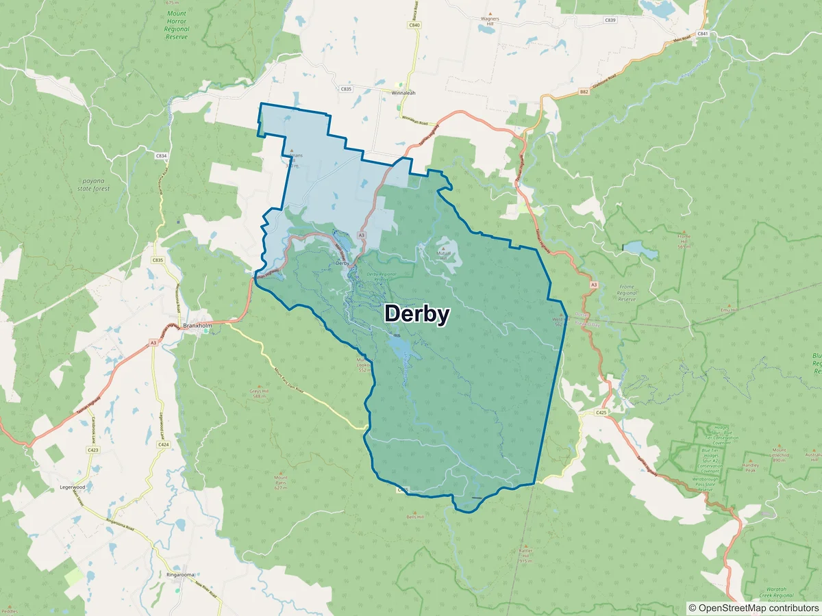 Map of Derby, TAS, Australia