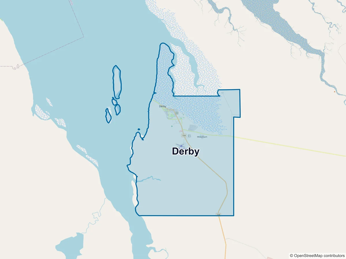 Map of Derby, WA, Australia