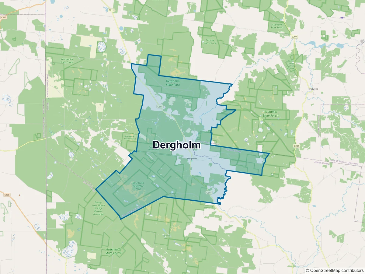 Map of Dergholm, VIC, Australia