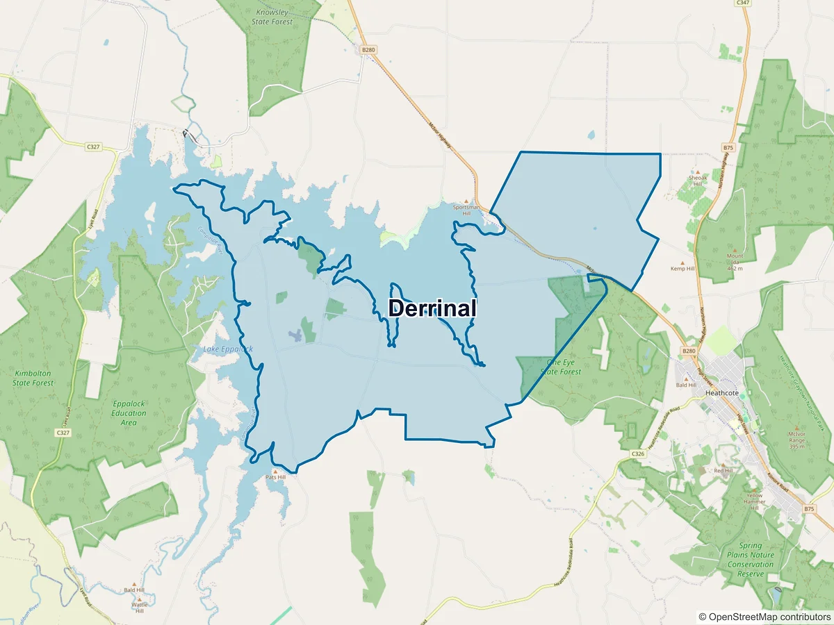 Map of Derrinal, VIC, Australia