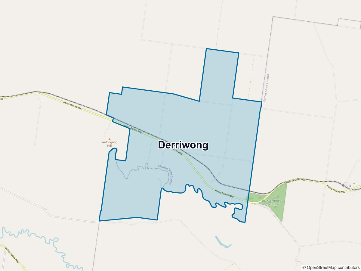 Map of Derriwong, NSW, Australia