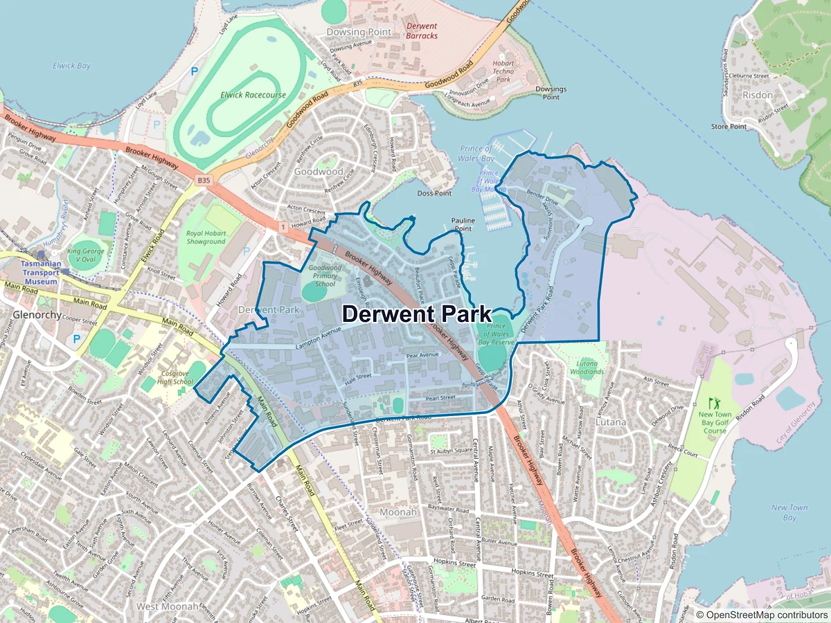 Map of Derwent Park, TAS, Australia