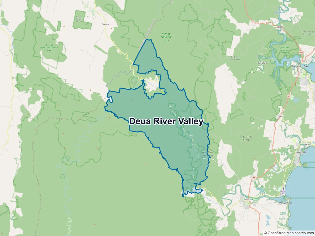 Map of Deua River Valley, NSW, Australia