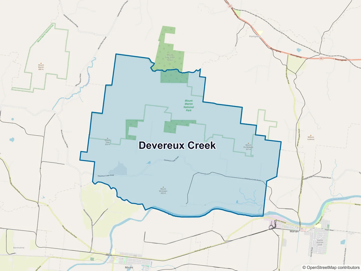 Map of Devereux Creek, QLD, Australia