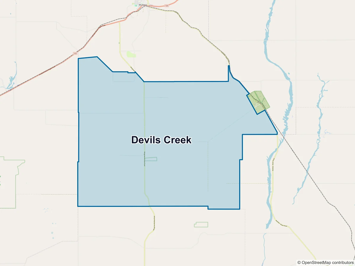 Map of Devils Creek, WA, Australia