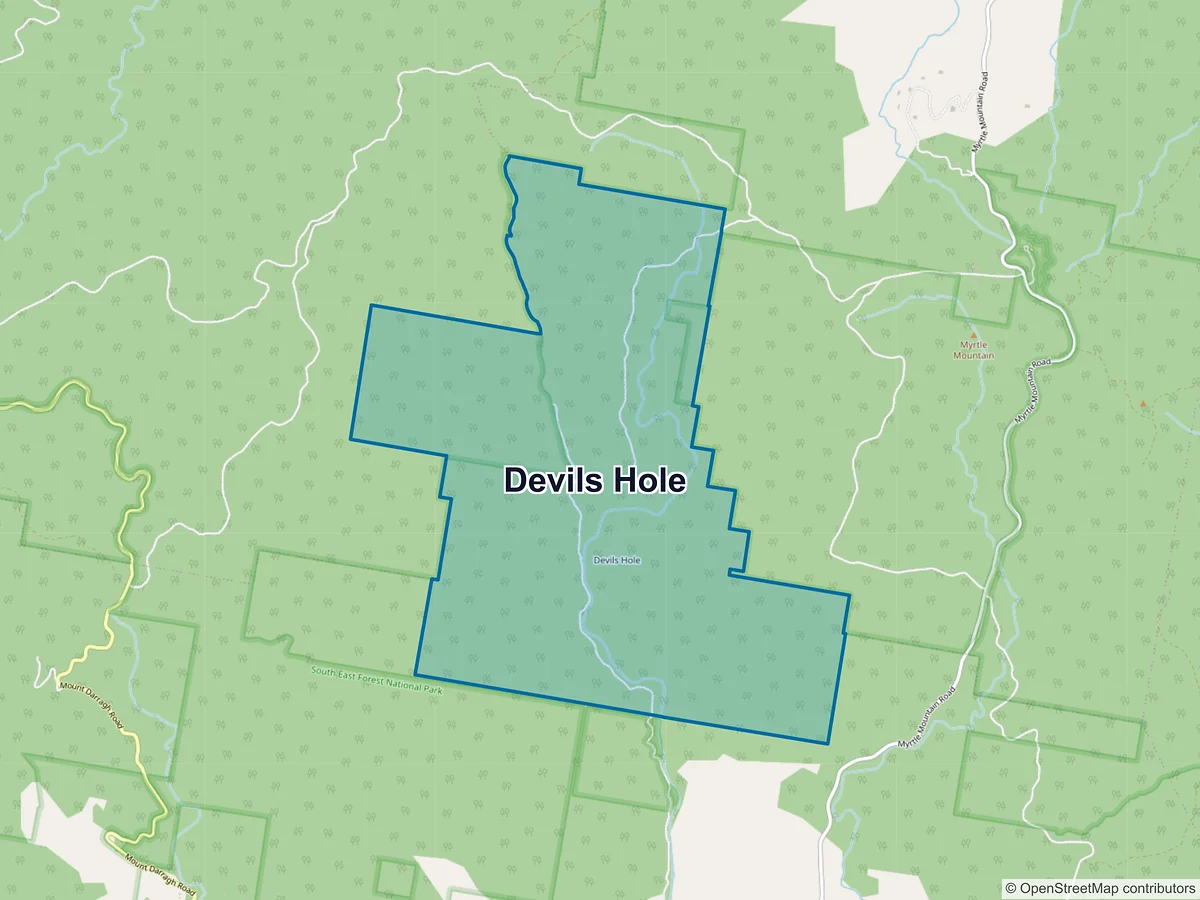 Map of Devils Hole, NSW, Australia
