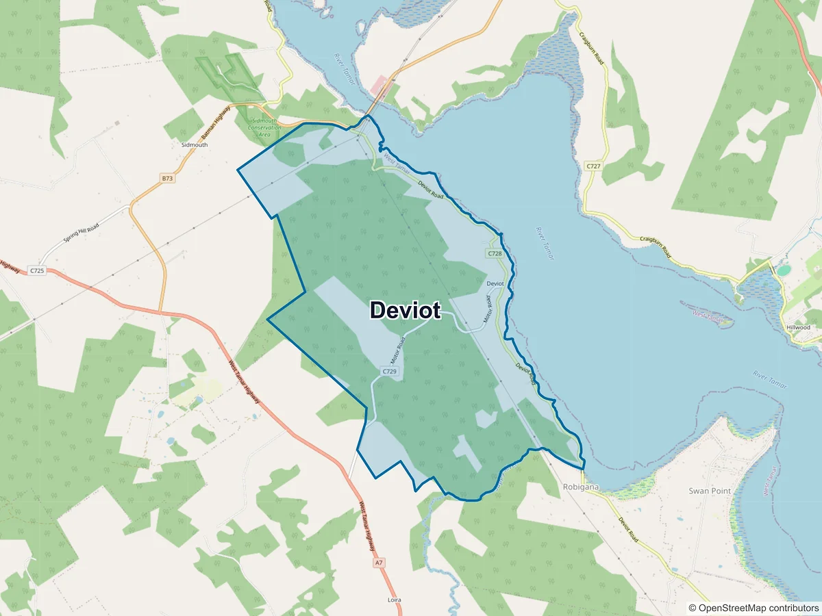 Map of Deviot, TAS, Australia