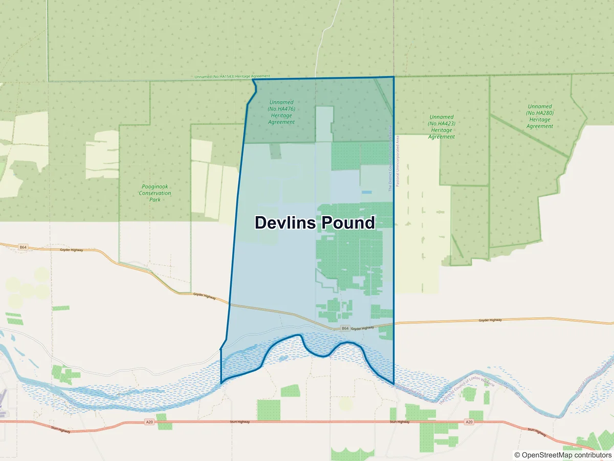 Map of Devlins Pound, SA, Australia
