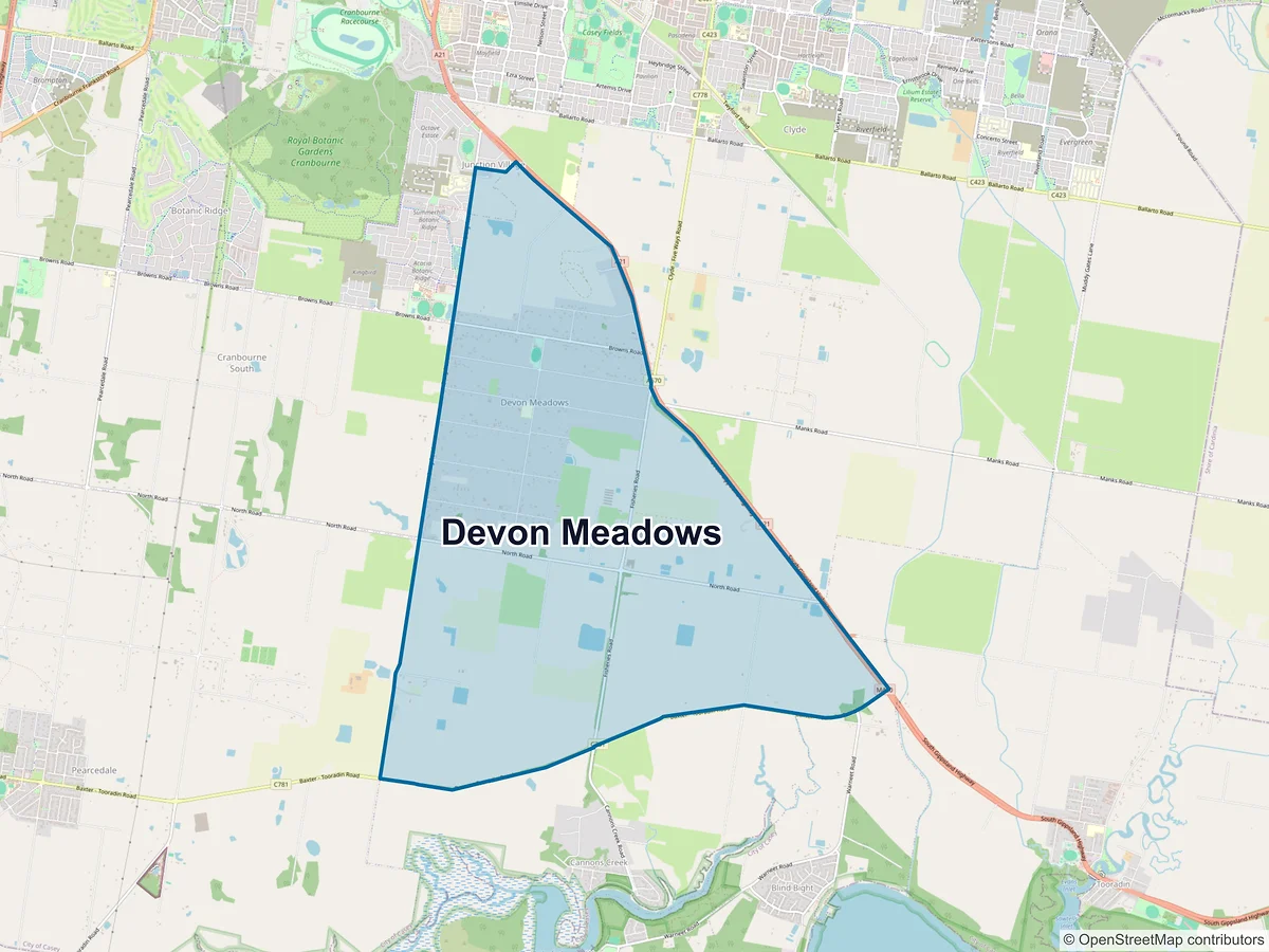 Map of Devon Meadows, VIC, Australia