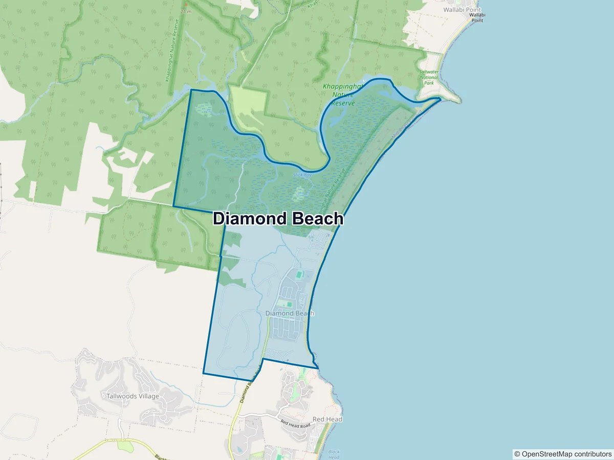 Map of Diamond Beach, NSW, Australia