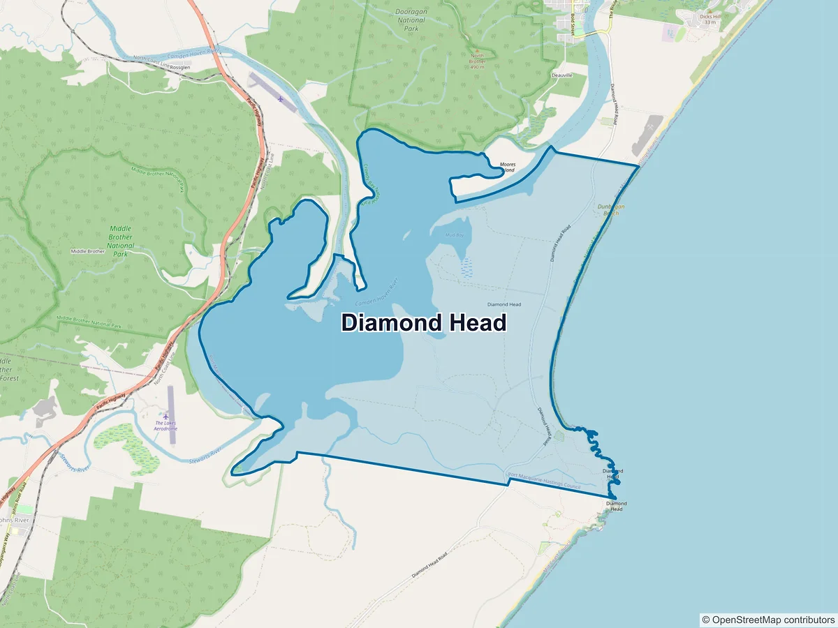 Map of Diamond Head, NSW, Australia