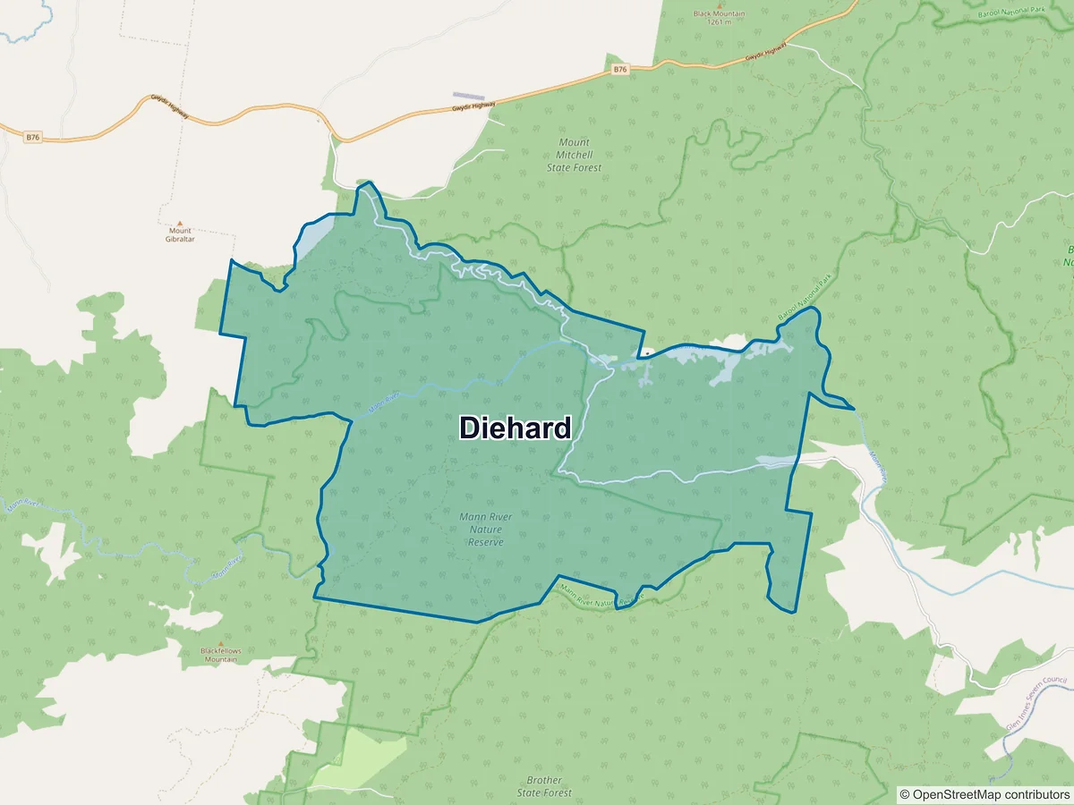 Map of Diehard, NSW, Australia