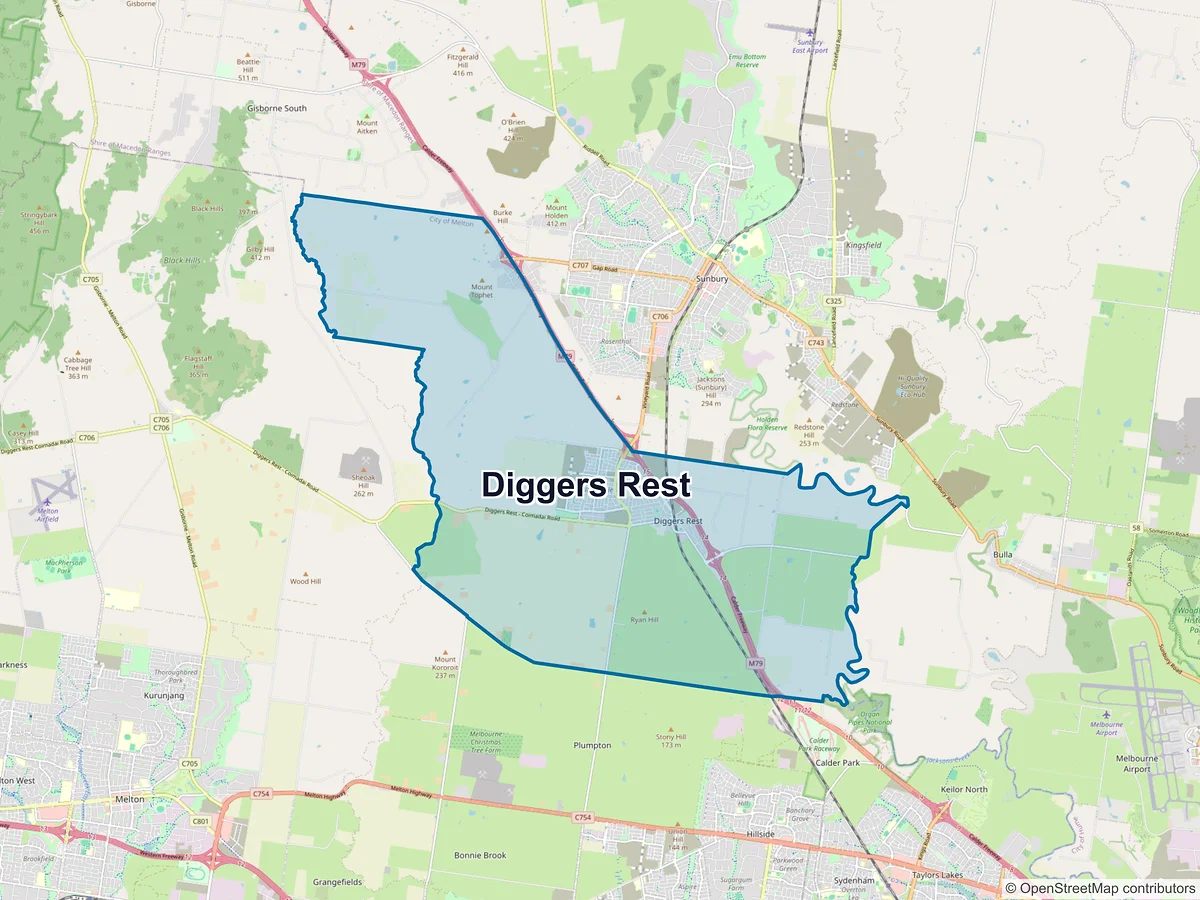 Map of Diggers Rest, VIC, Australia