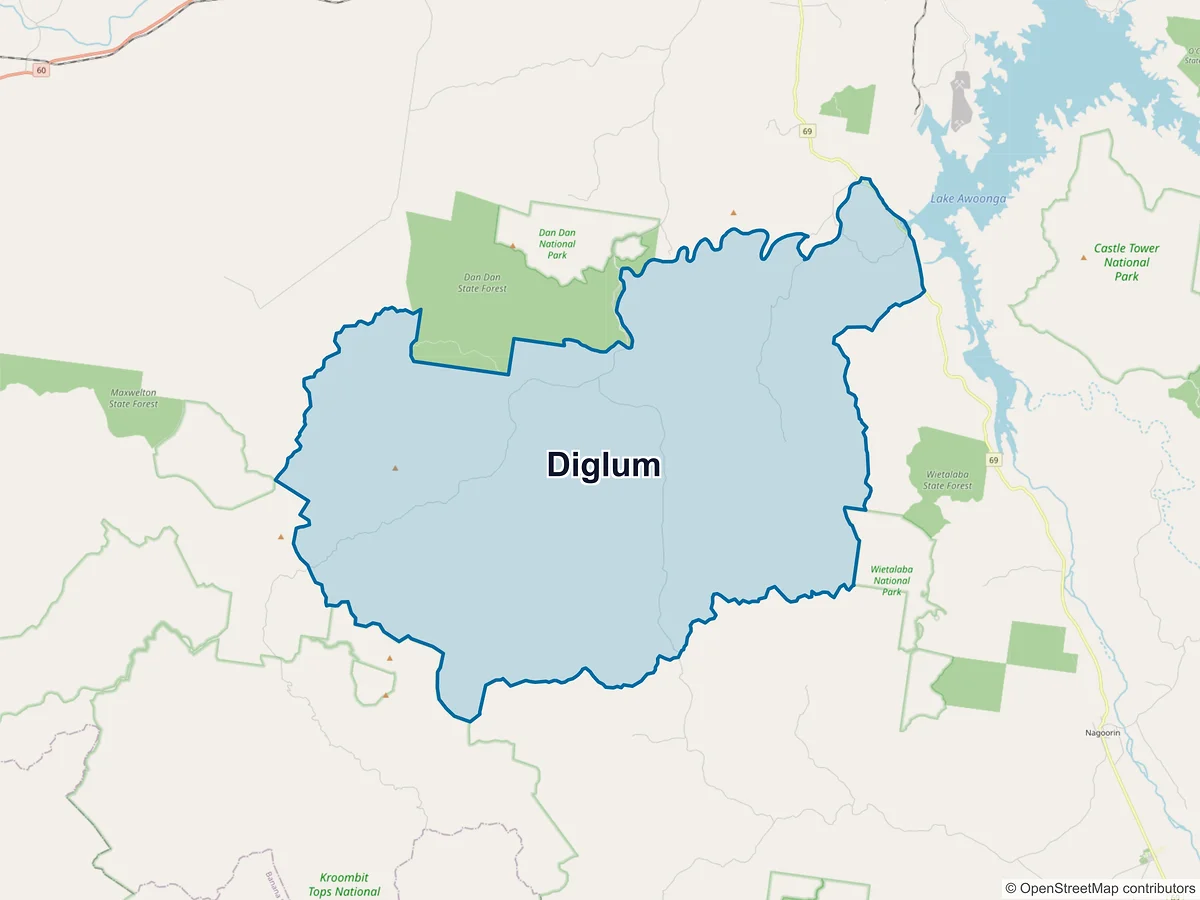 Map of Diglum, QLD, Australia