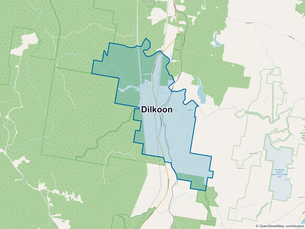 Map of Dilkoon, NSW, Australia