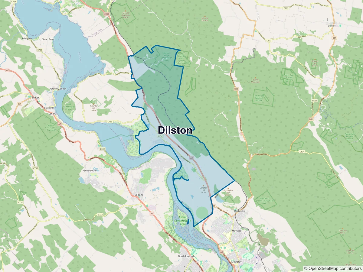 Map of Dilston, TAS, Australia
