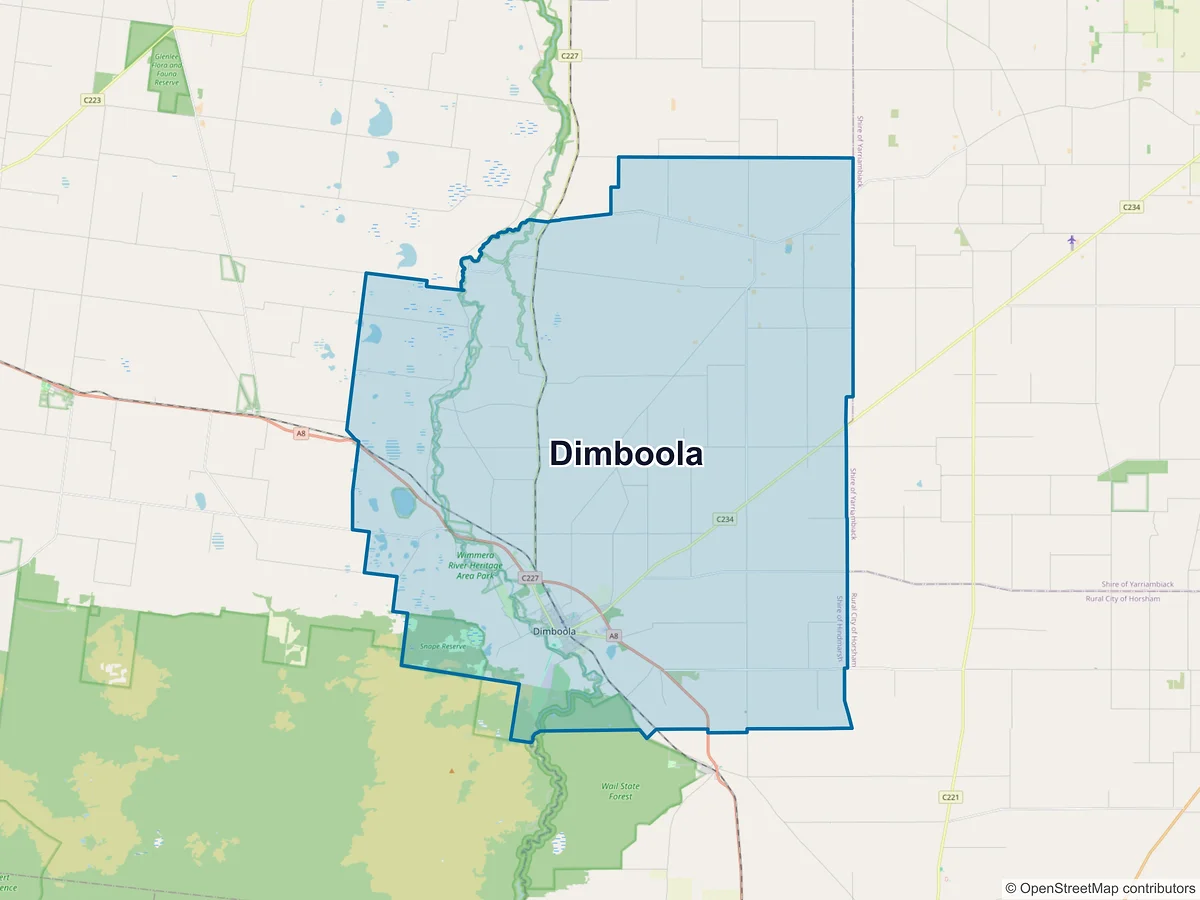 Map of Dimboola, VIC, Australia