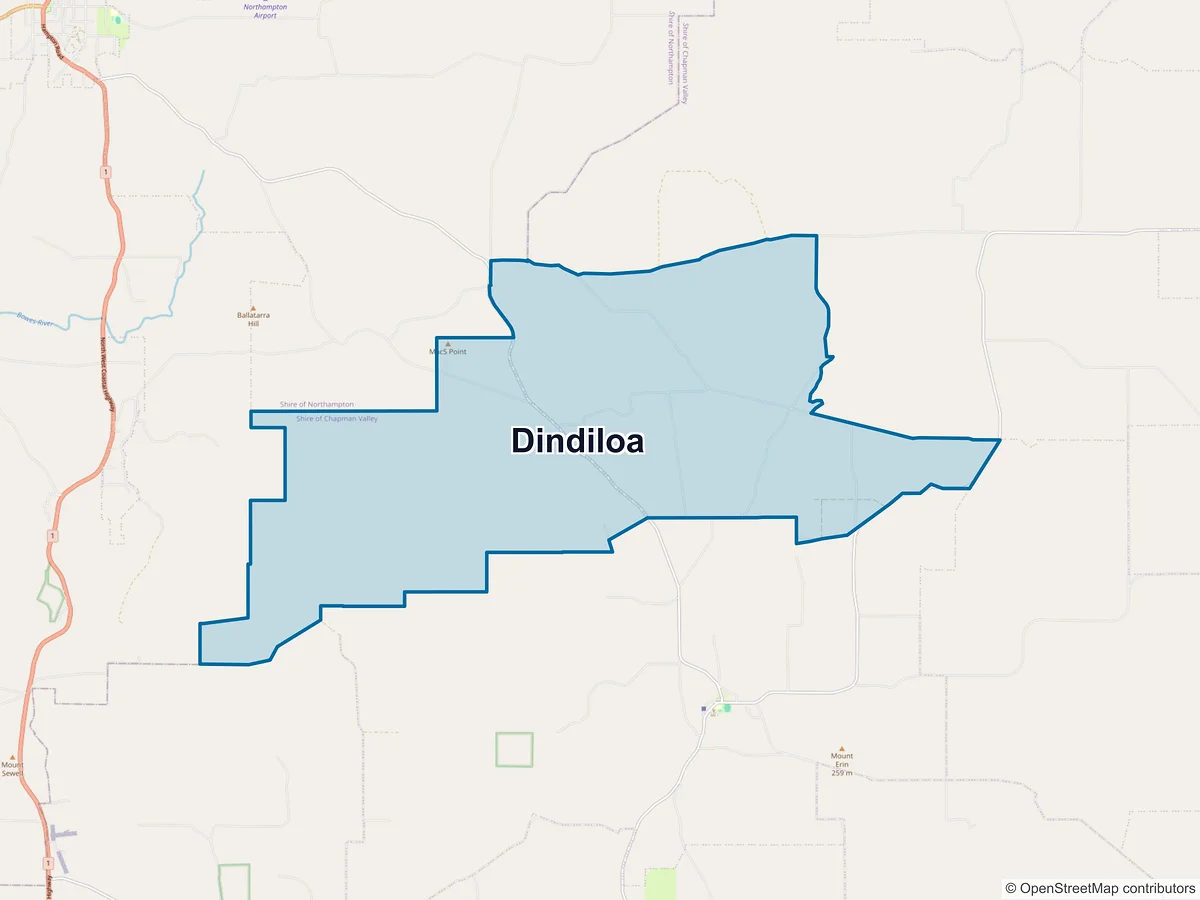 Map of Dindiloa, WA, Australia