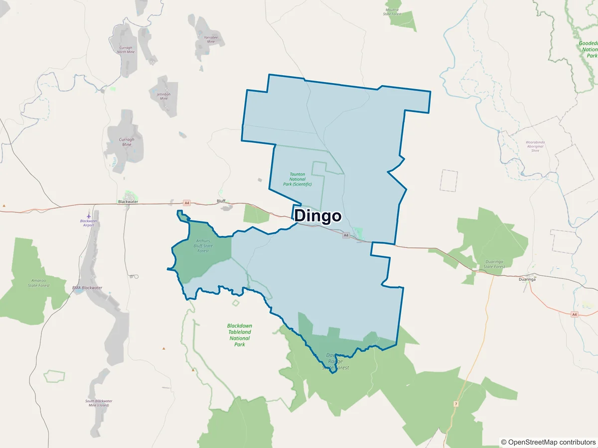 Map of Dingo, QLD, Australia