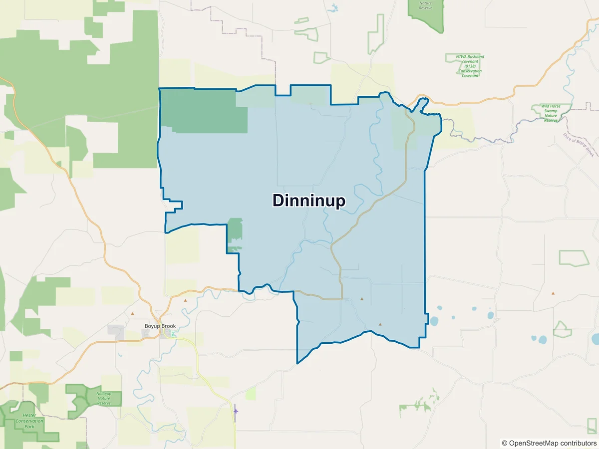 Map of Dinninup, WA, Australia