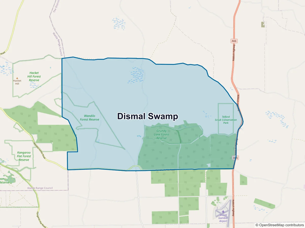 Map of Dismal Swamp, SA, Australia