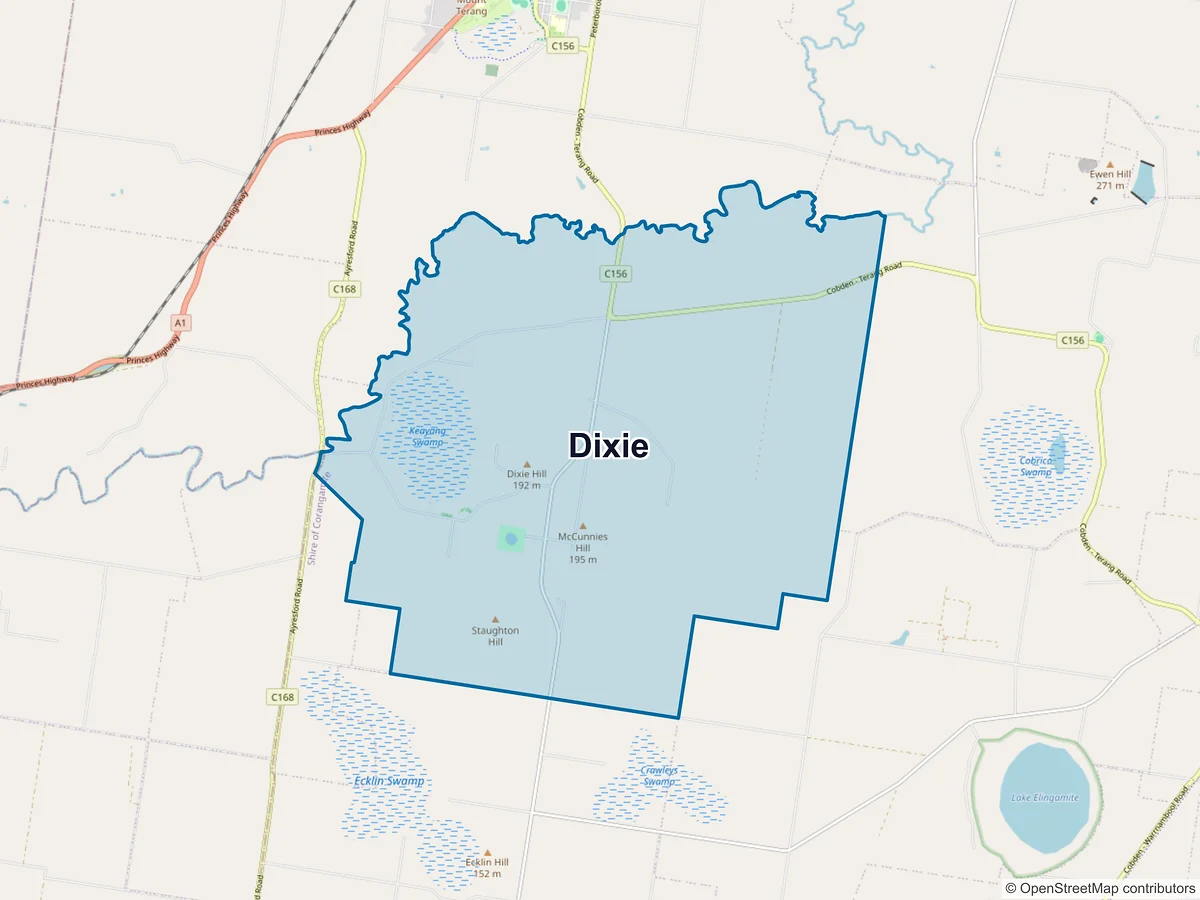 Map of Dixie, VIC, Australia