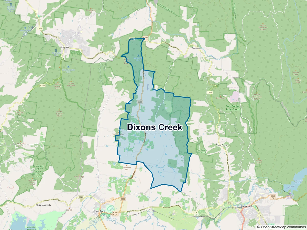 Map of Dixons Creek, VIC, Australia