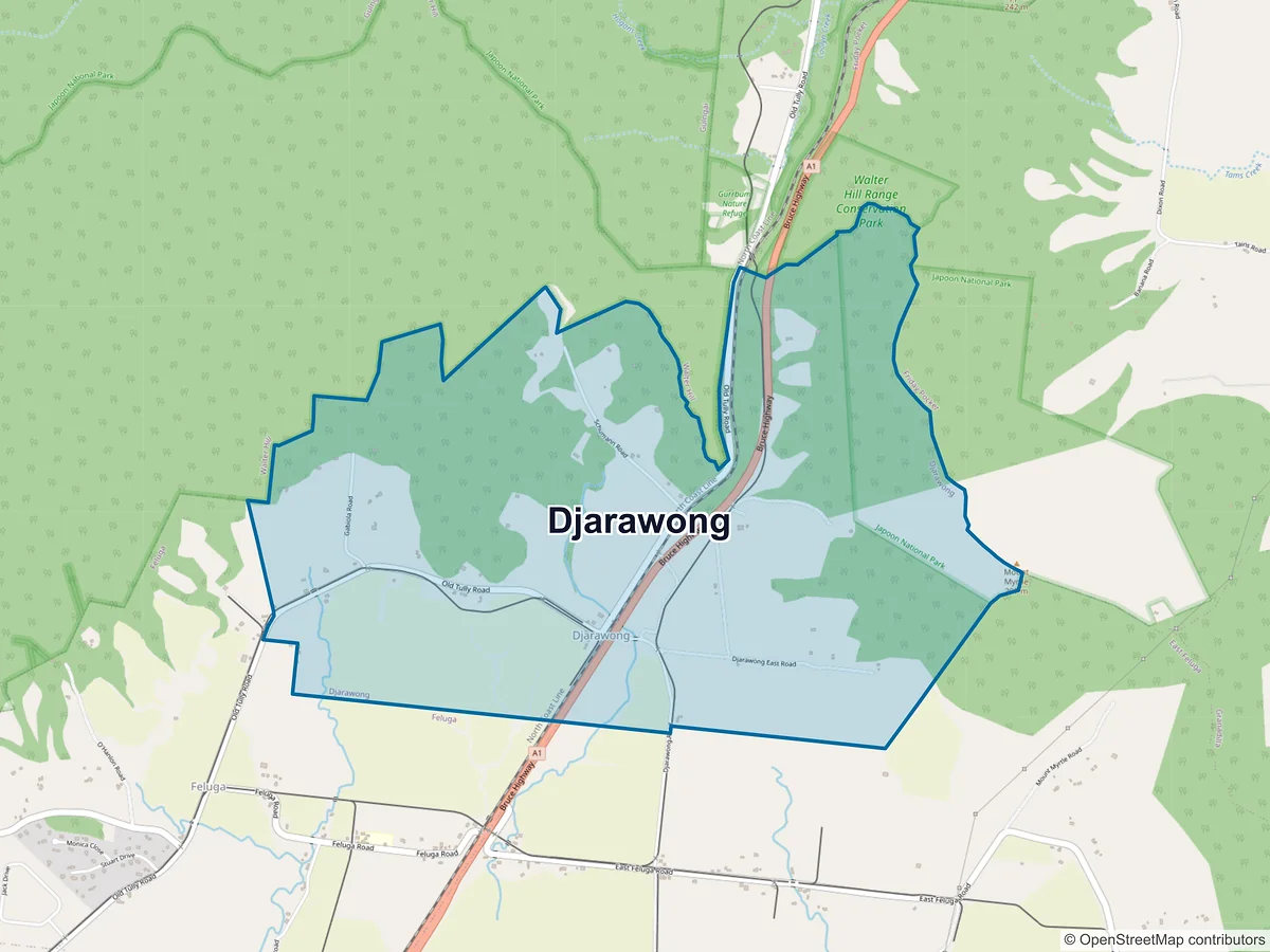 Map of Djarawong, QLD, Australia