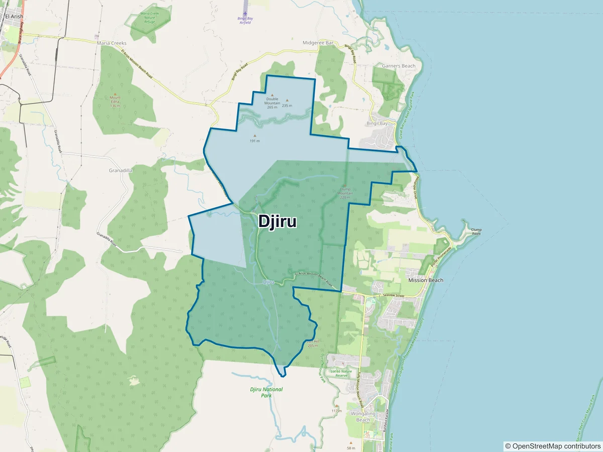 Map of Djiru, QLD, Australia