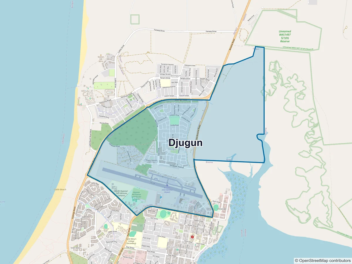 Map of Djugun, WA, Australia