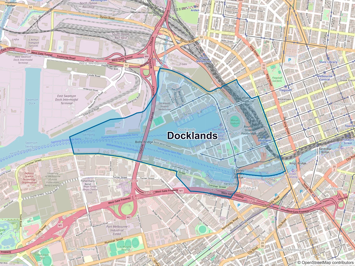 Map of Docklands, VIC, Australia
