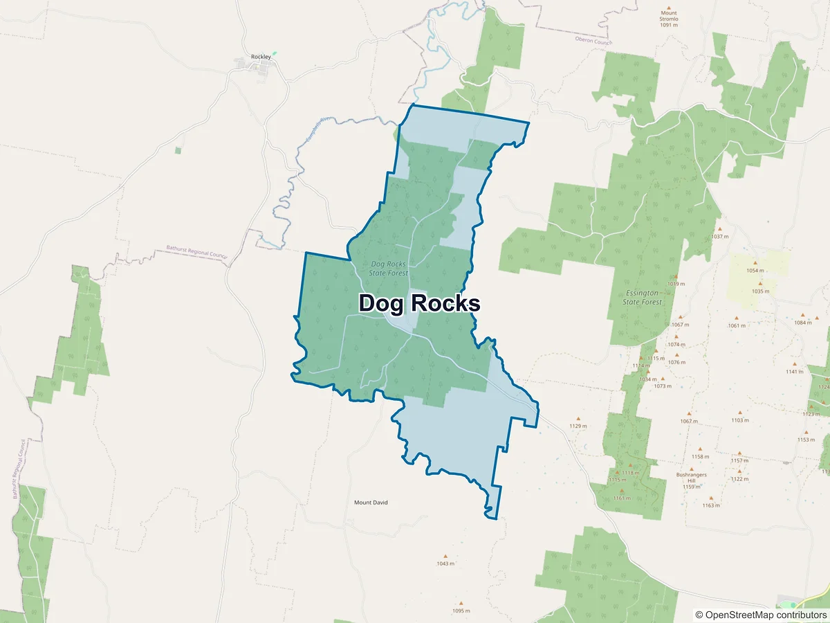 Map of Dog Rocks, NSW, Australia