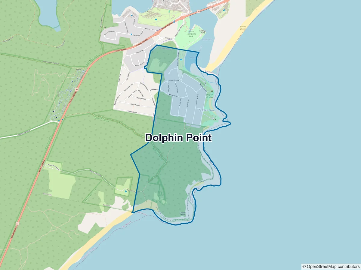 Map of Dolphin Point, NSW, Australia