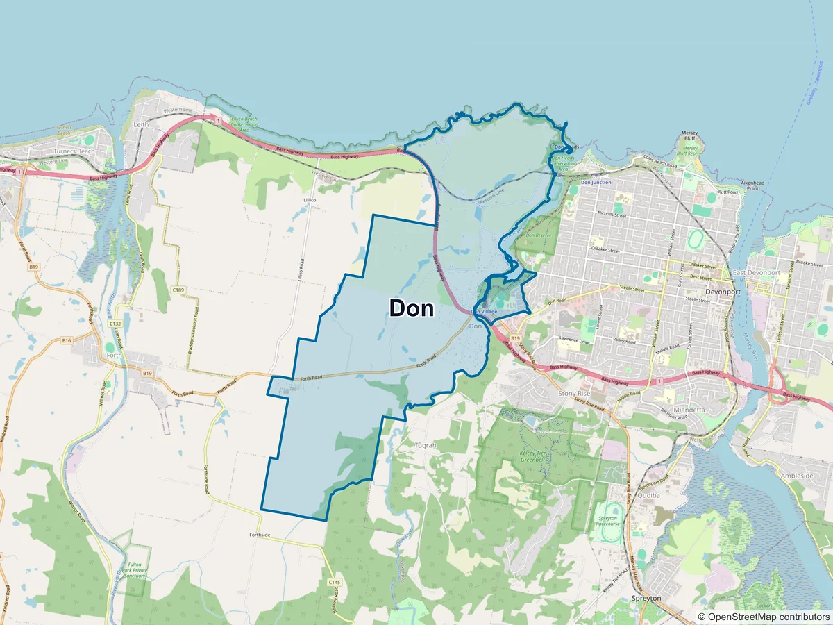 Map of Don, TAS, Australia