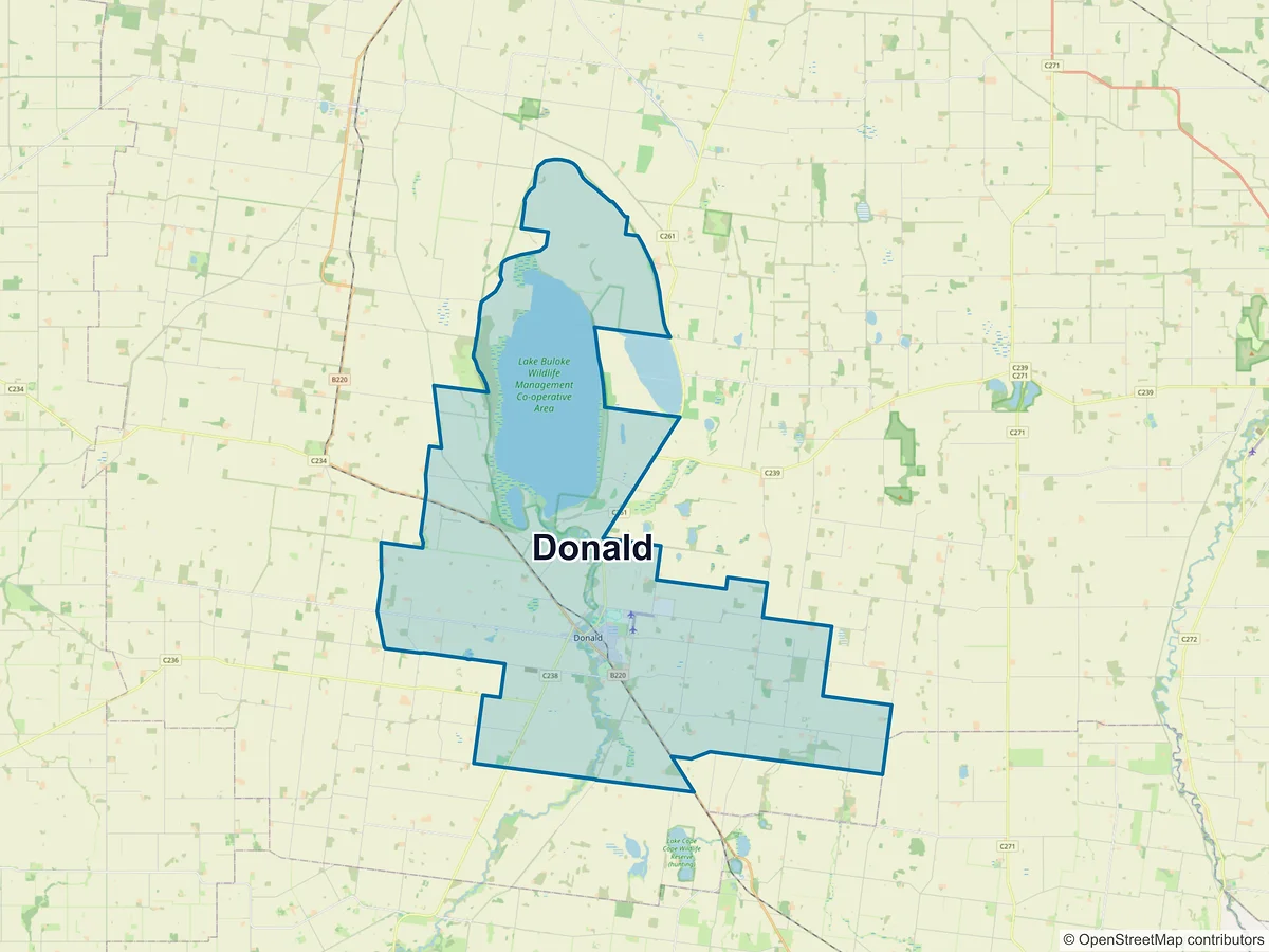 Map of Donald, VIC, Australia