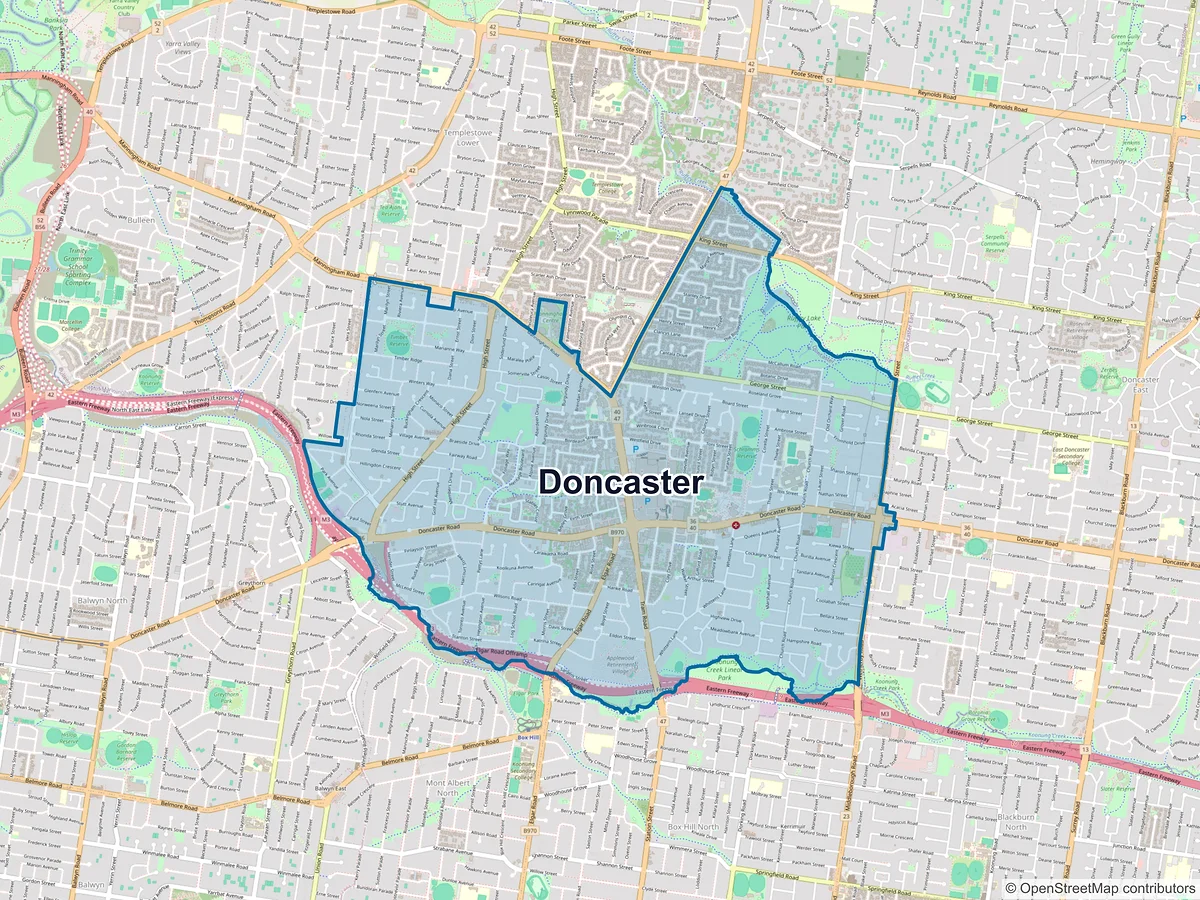 Map of Doncaster, VIC, Australia