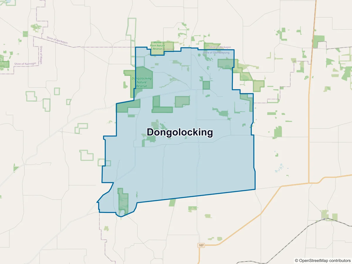 Map of Dongolocking, WA, Australia