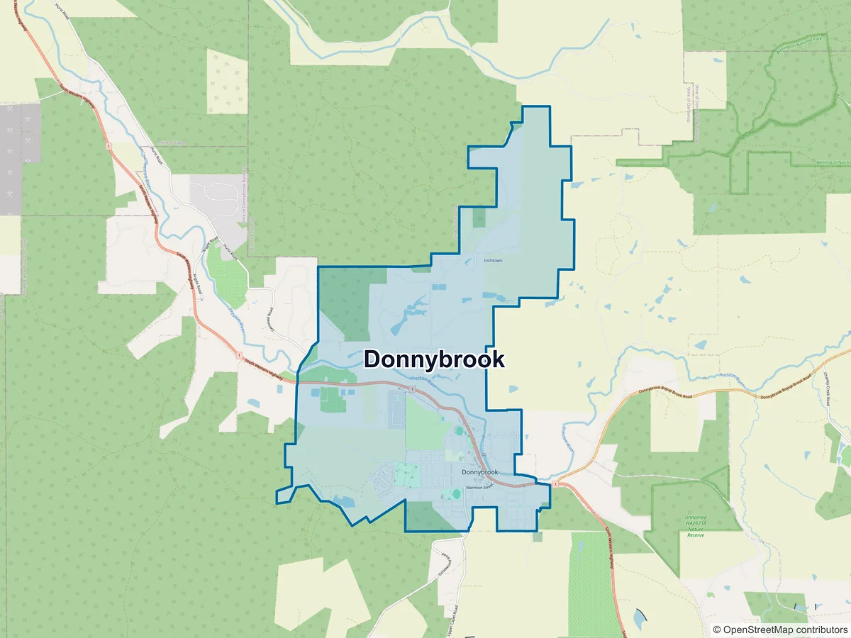 Map of Donnybrook, WA, Australia