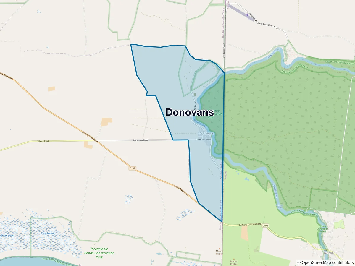 Map of Donovans, SA, Australia