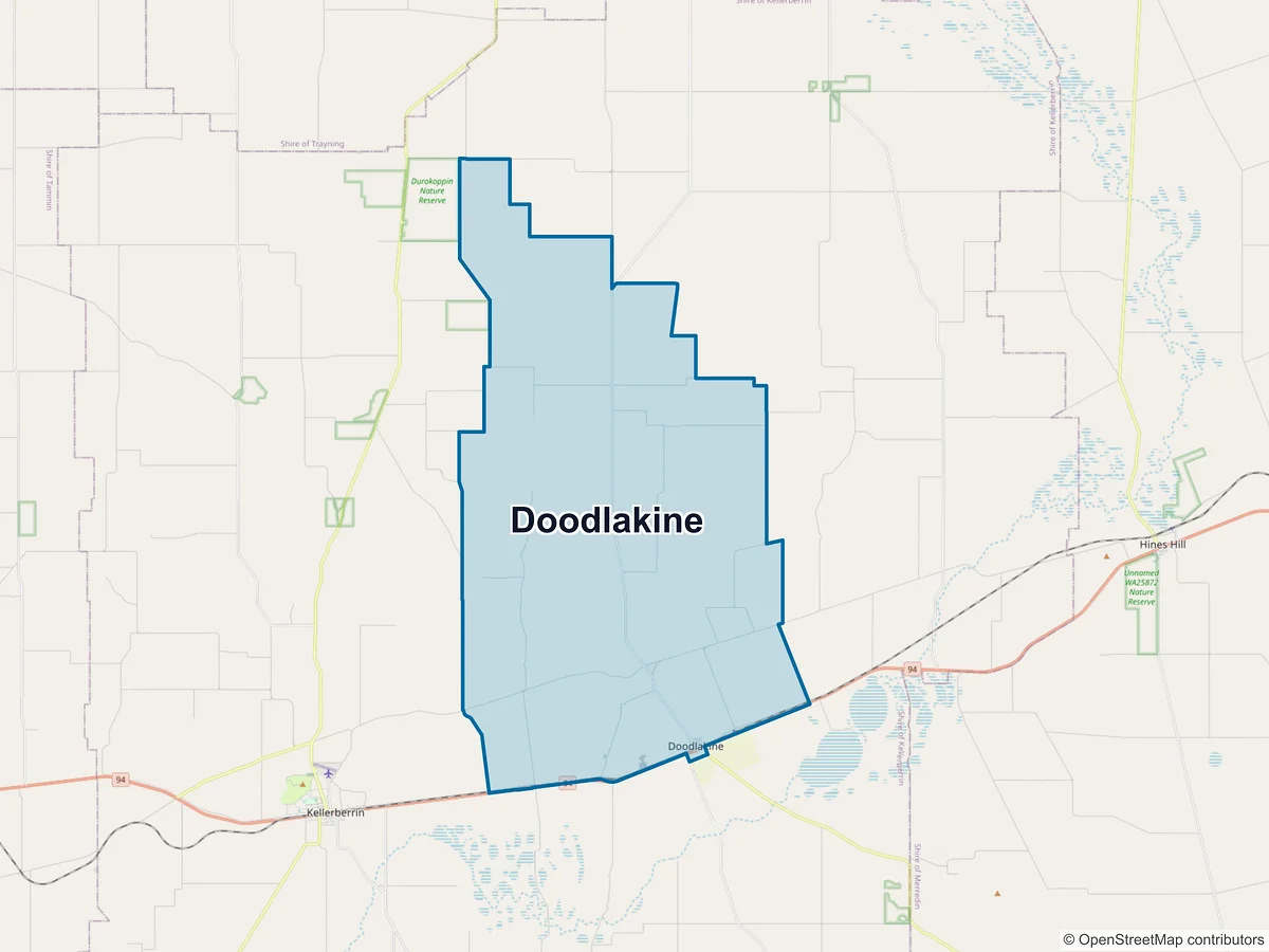 Map of Doodlakine, WA, Australia