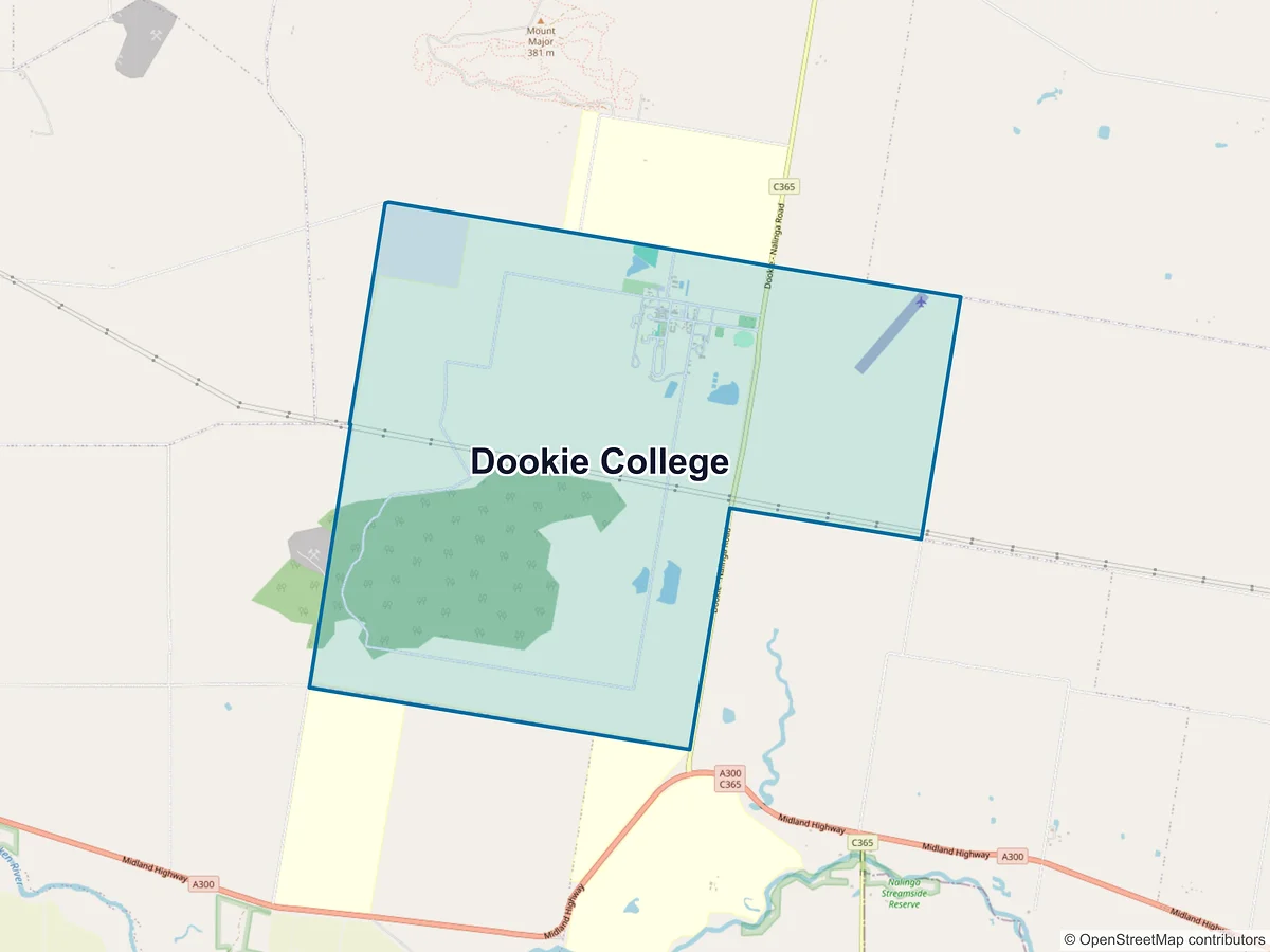 Map of Dookie College, VIC, Australia