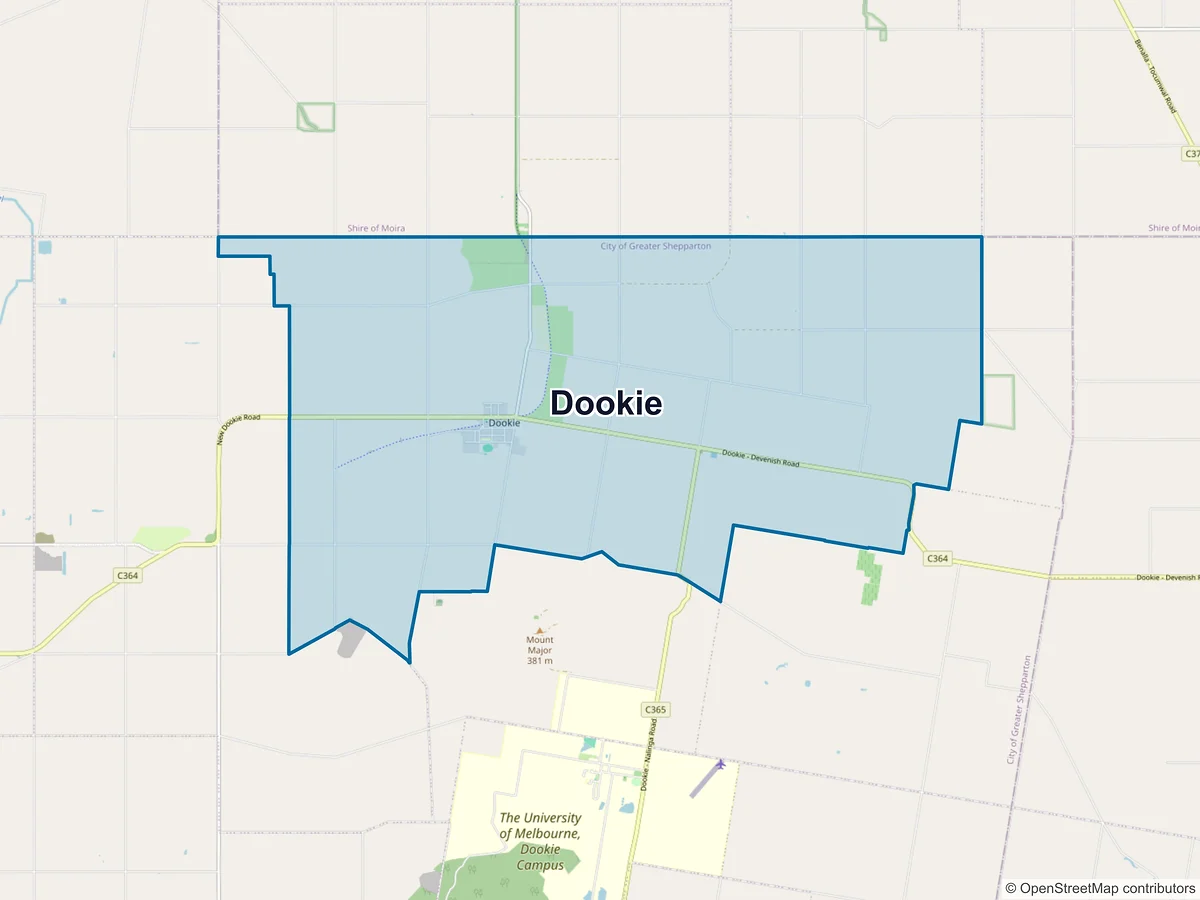 Map of Dookie, VIC, Australia