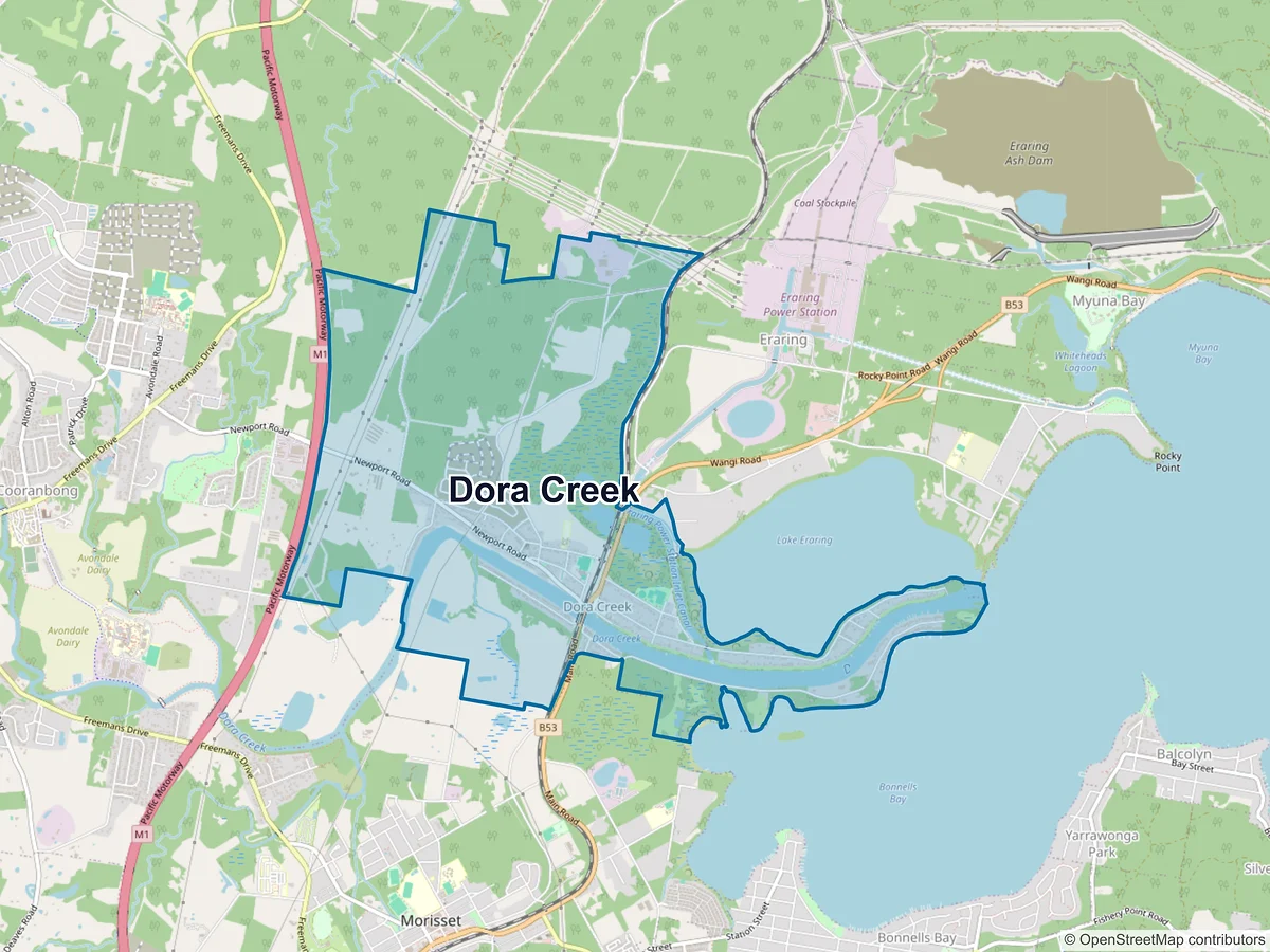 Map of Dora Creek, NSW, Australia