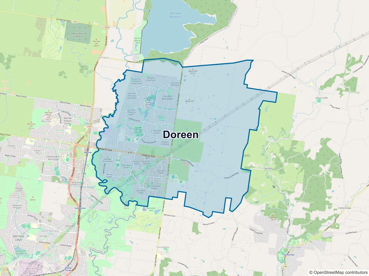Map of Doreen, VIC, Australia