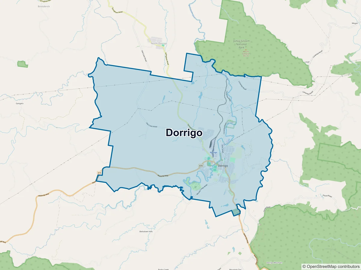 Map of Dorrigo, NSW, Australia