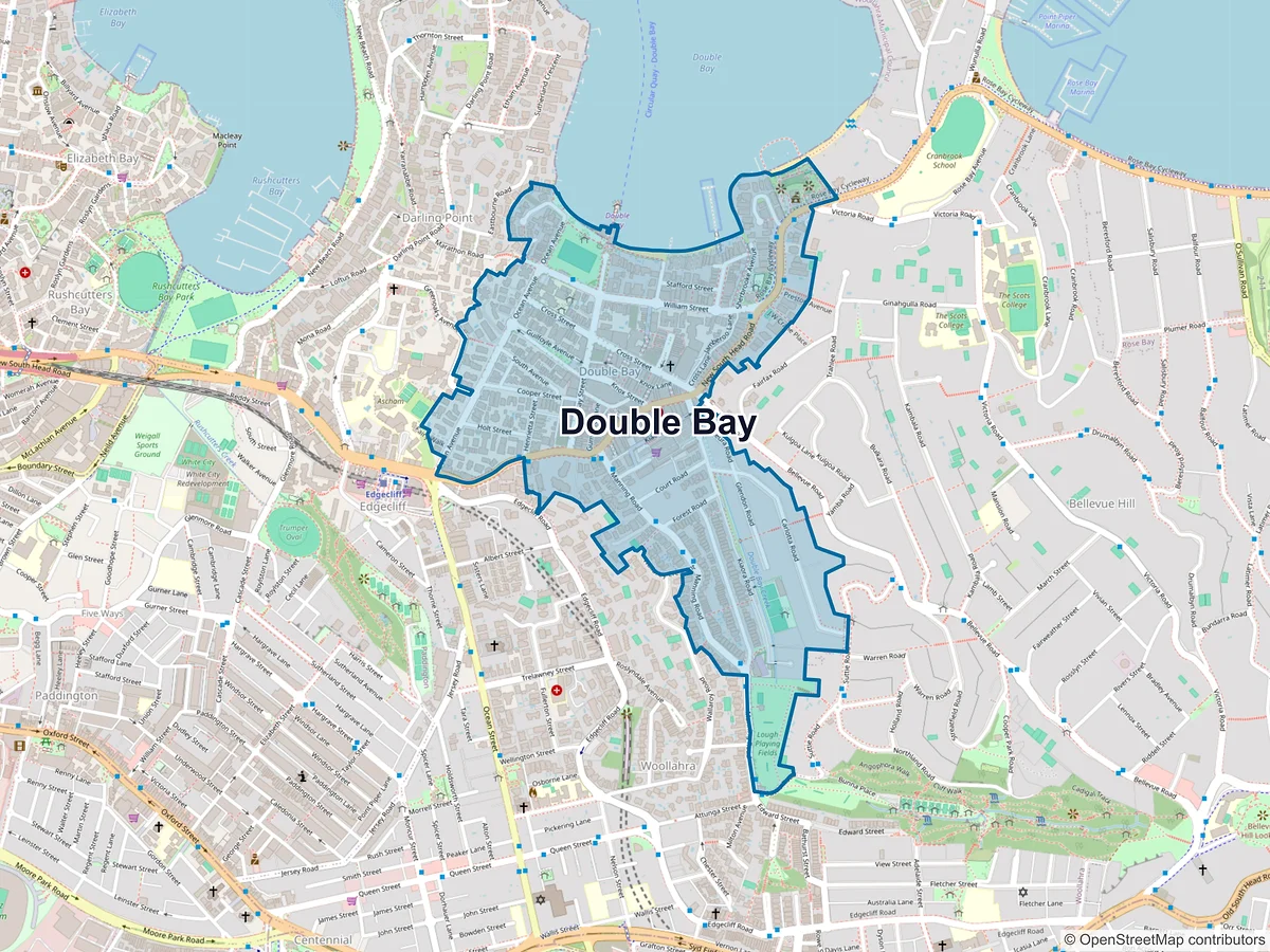 Map of Double Bay, NSW, Australia