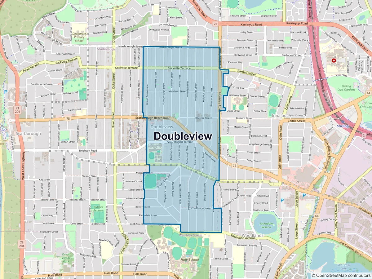 Map of Doubleview, WA, Australia