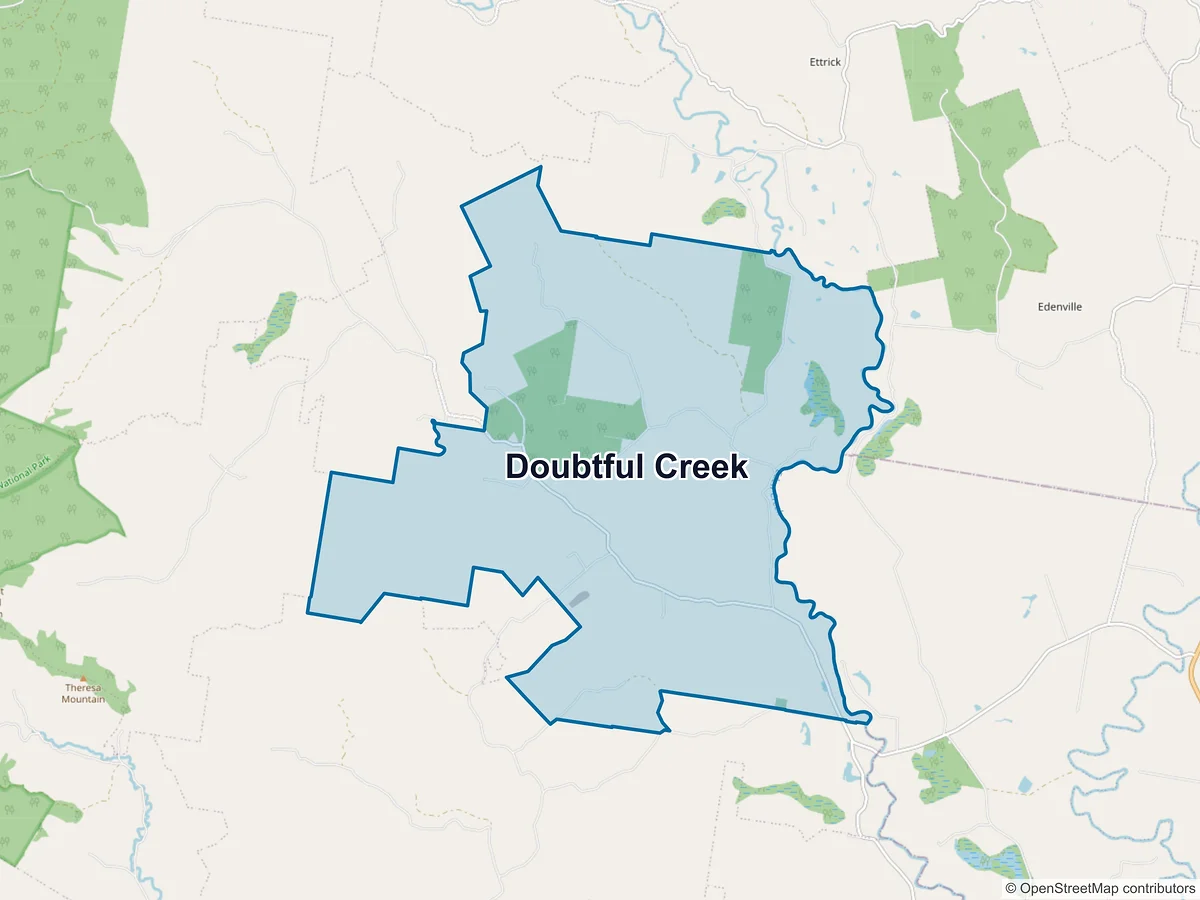 Map of Doubtful Creek, NSW, Australia